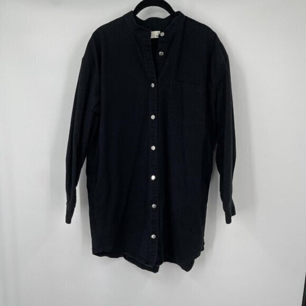 Wilfred Free Jacket 2 Womens Black Button Down Casual Shirt Long Sleeves Thick